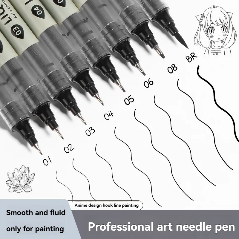 Copic Marker Sketch - 12'li Paket Siyah Fineliner Çizim Kalemleri,