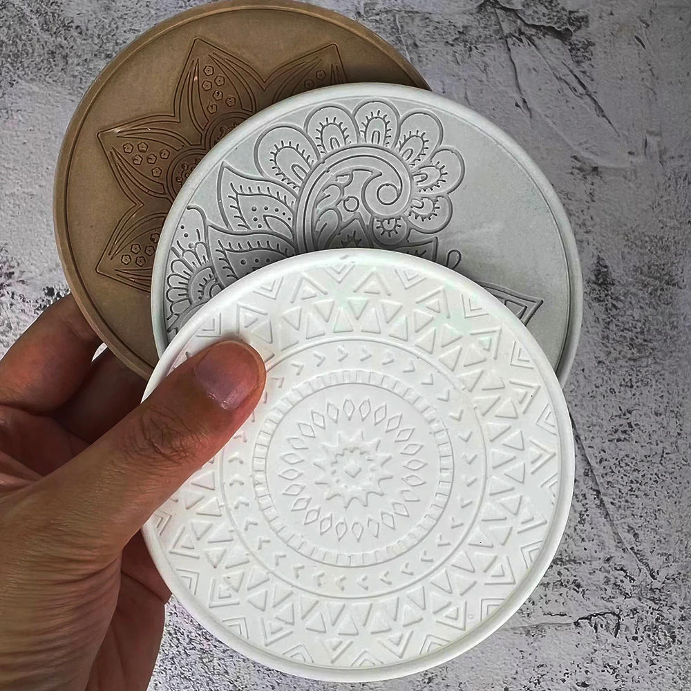 Coaster Mold Round - Mandala yuvarlak Coaster reçine silikon kalıp