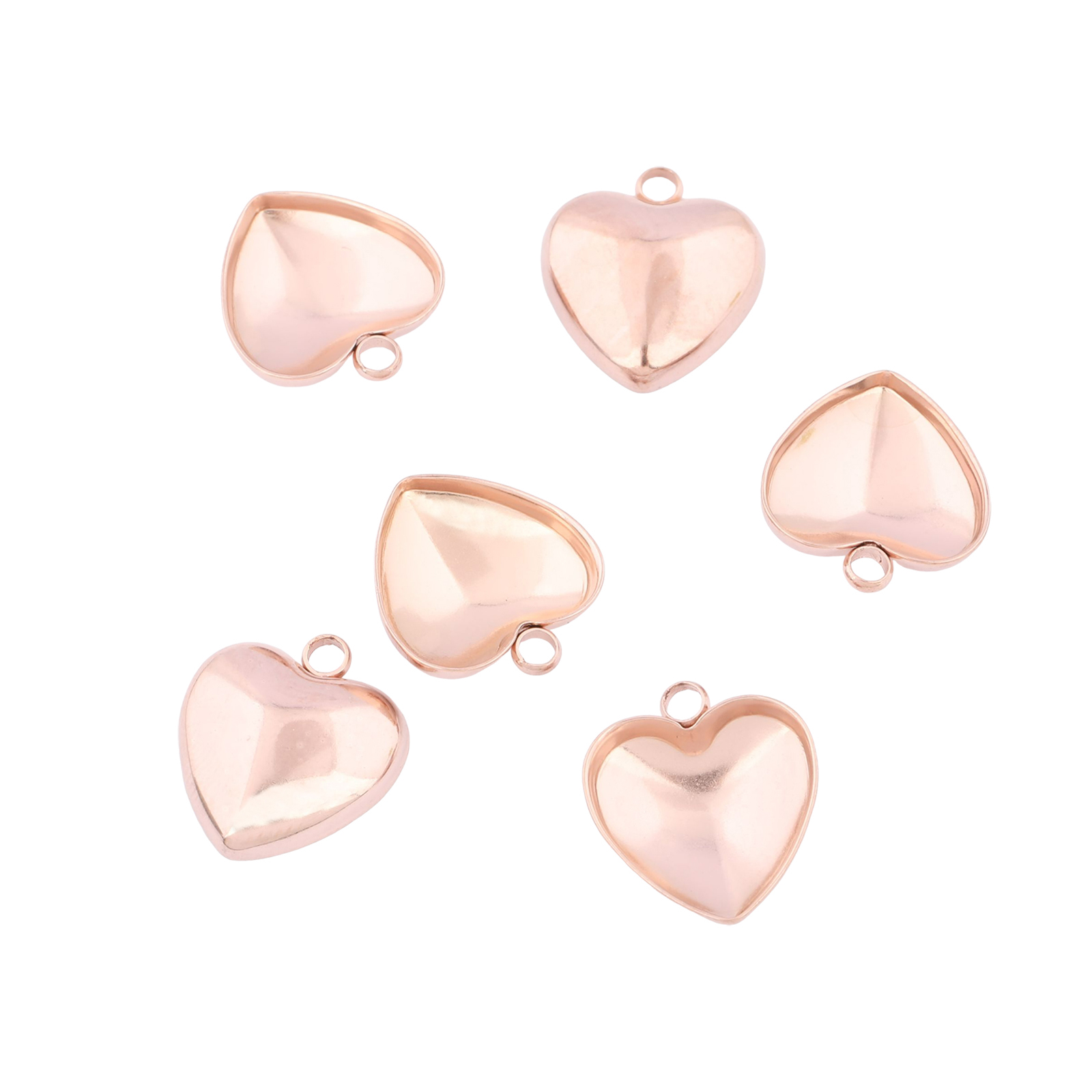 Bezels Set Pendant - 20 adet Paslanmaz Çelik 12mm Kalp